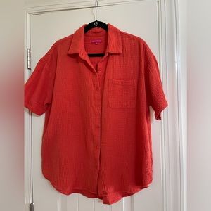 Z Supply L 100% cotton gauze orange camp shirt